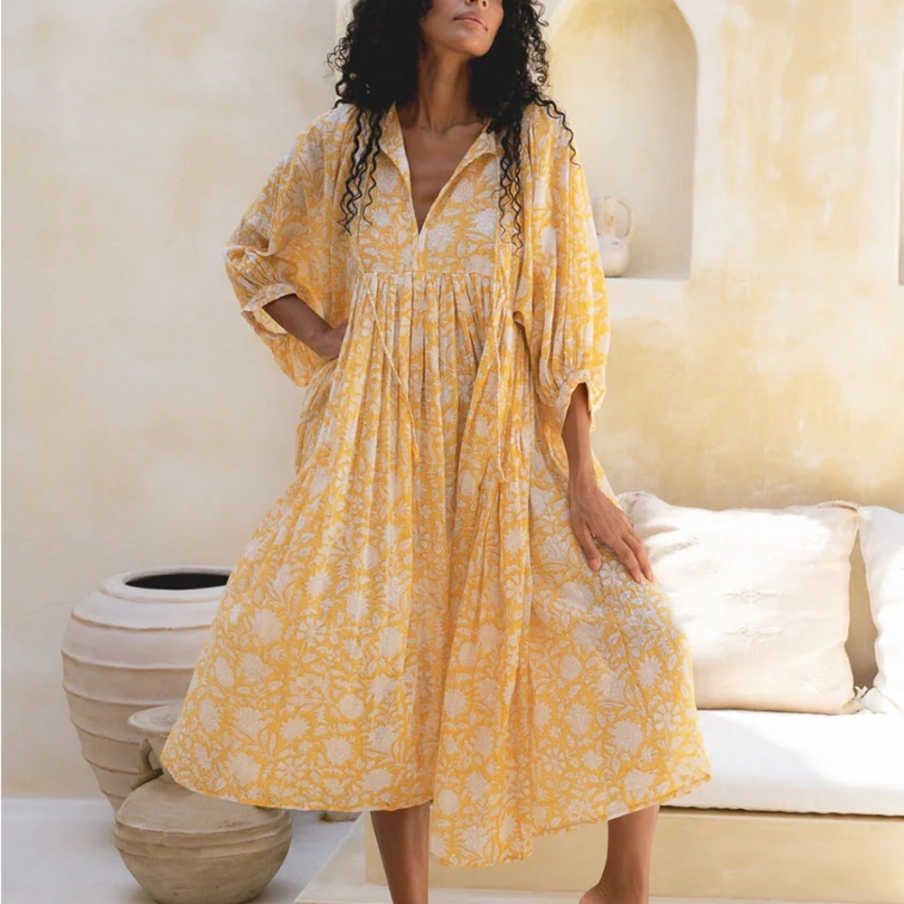 Daughters of India Kyra Midi Dress ~ Turmeric